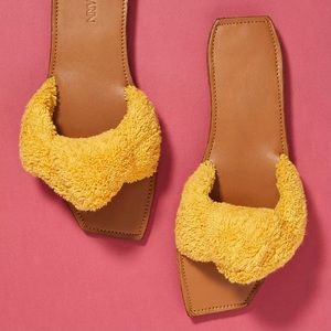Parme Marin leather terry cloth slides